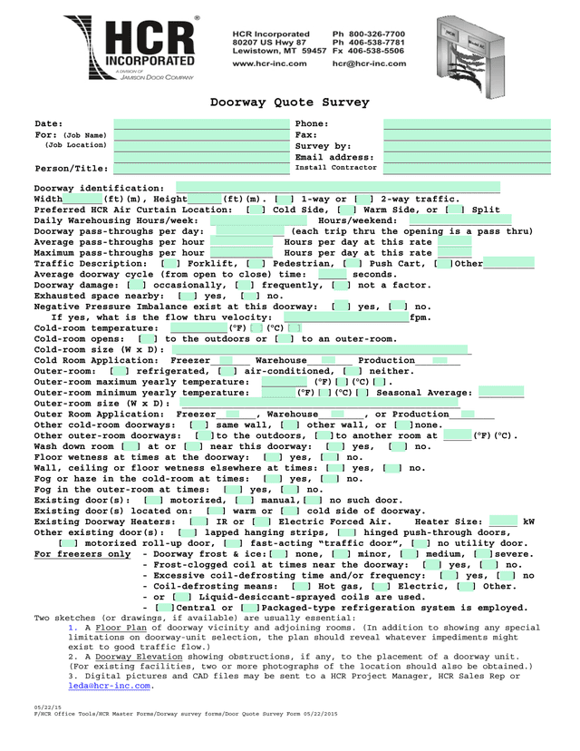 Doorway Quote Survey Form screenshot