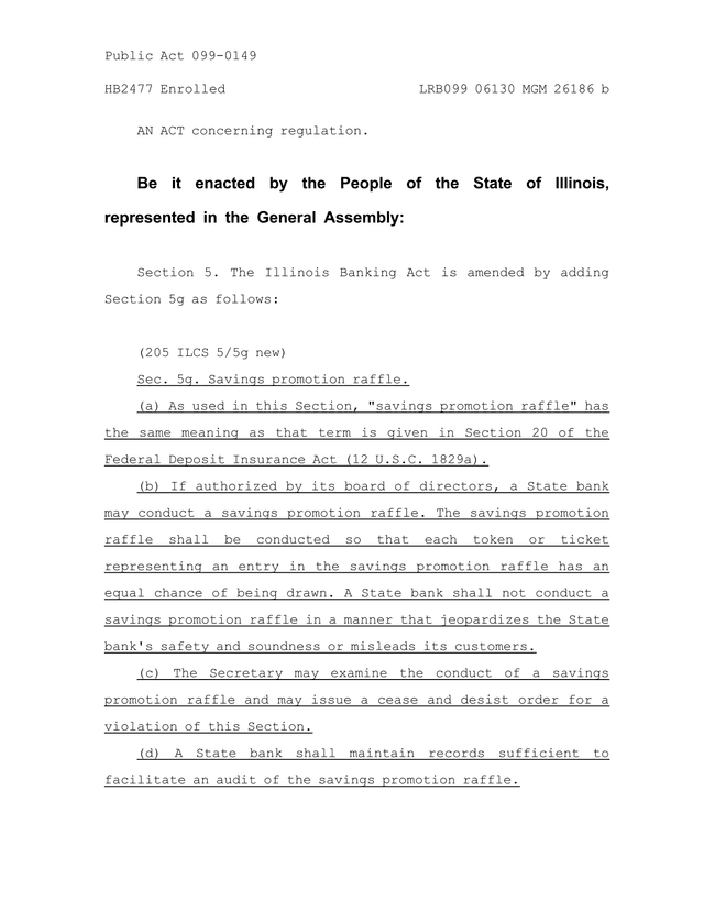 AN ACT Concerning Regulation screenshot