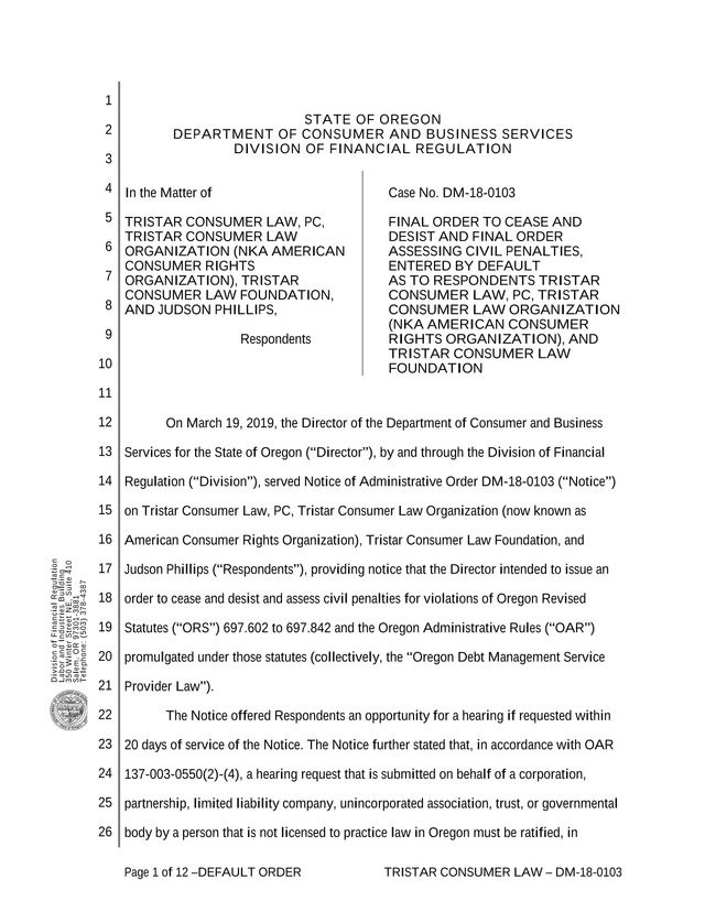 Final Order To Cease And Desist And Final Order Assessing Civil Penalties screenshot