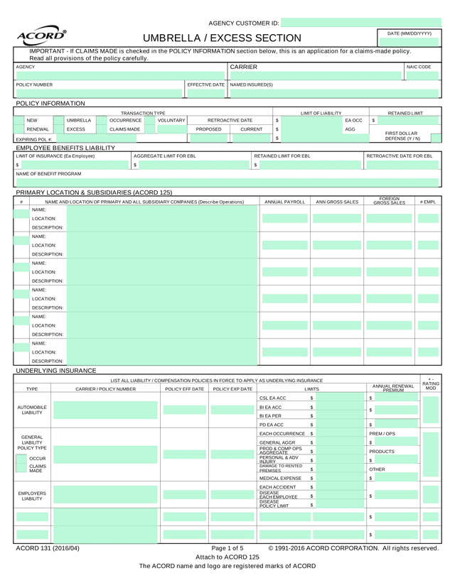 ACORD 131 screenshot