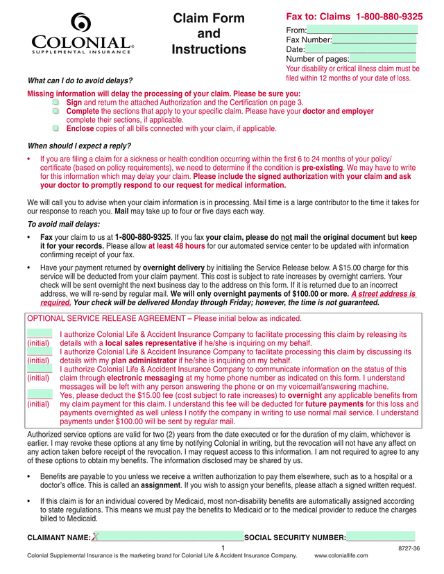 Insurance Claim Processing Instructions screenshot