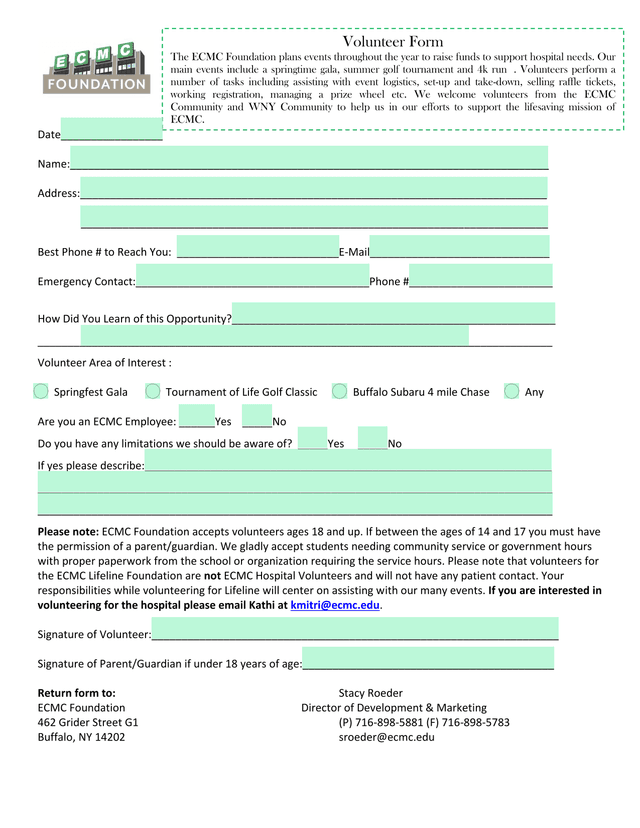 Volunteer Form screenshot