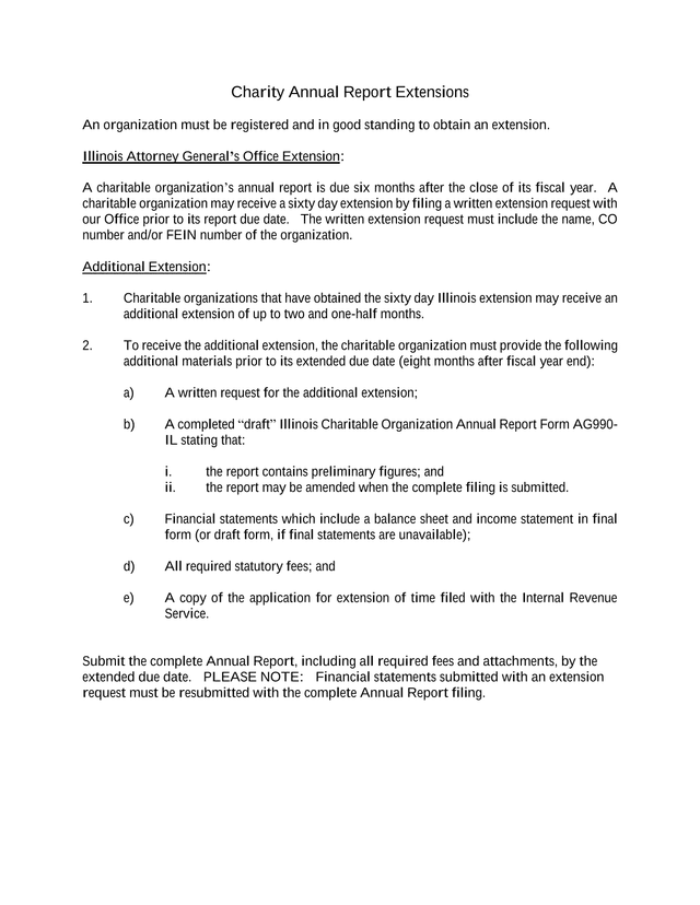 Charity Annual Report Extensions screenshot
