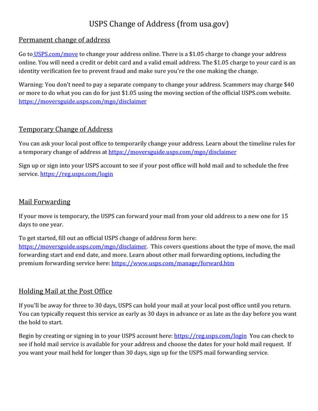 USPS Change Of Address screenshot