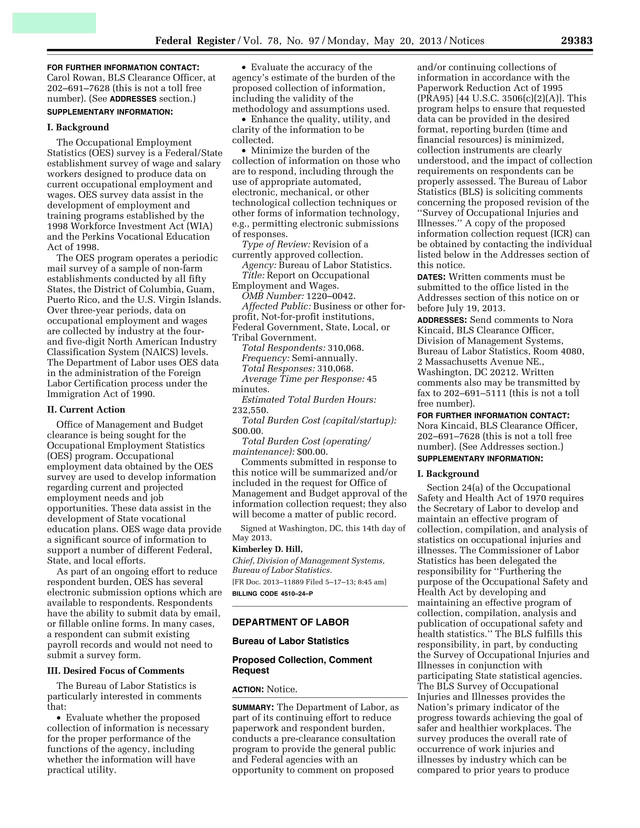 Occupational Employment Statistics (OES) Survey Notice screenshot
