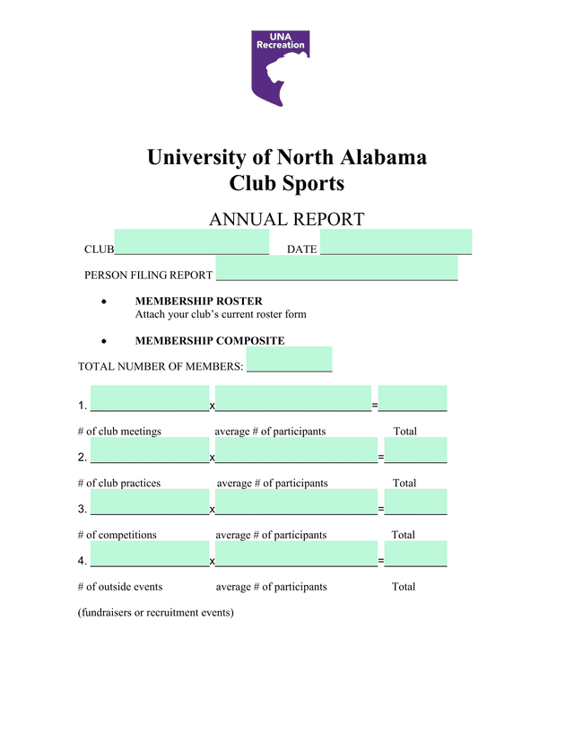Club Sports Annual Report screenshot