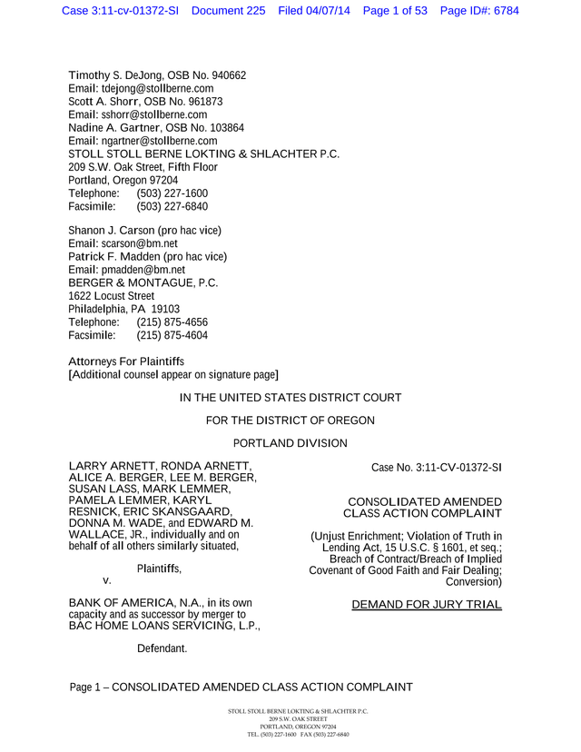 Consolidated Amended Class Action Complaint screenshot