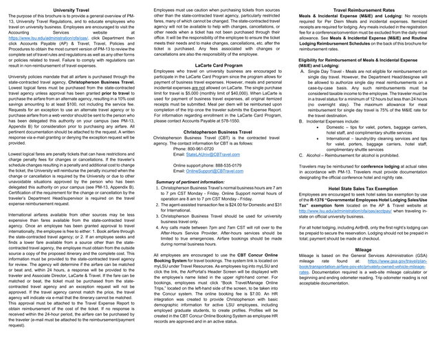 University Travel Regulations (PM 13) screenshot