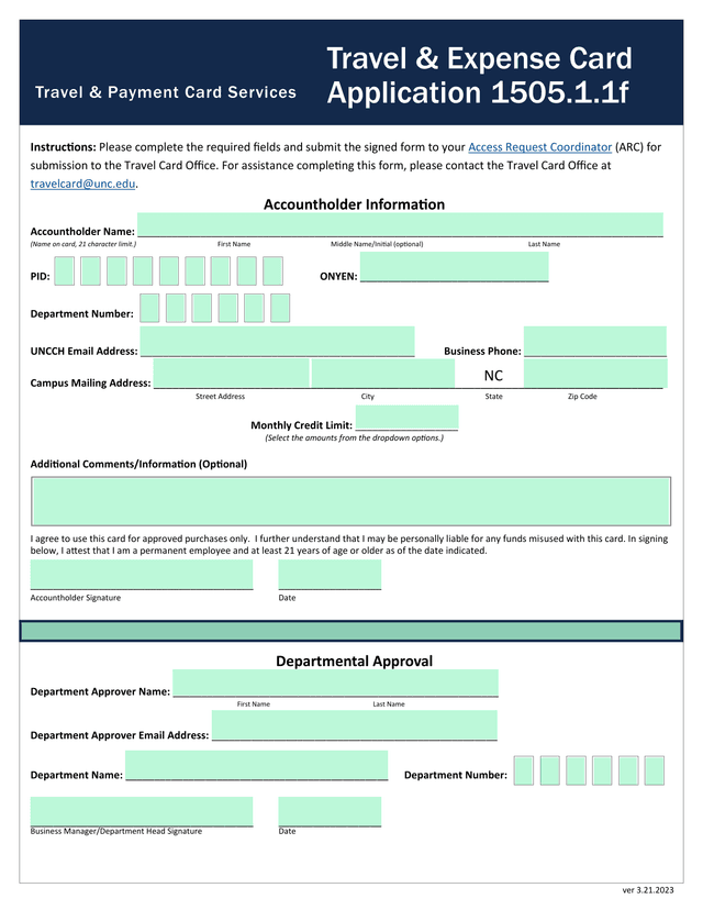 Travel  Expense Card Application 1505.1.1f screenshot