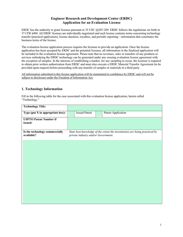 Application For An Evaluation License screenshot