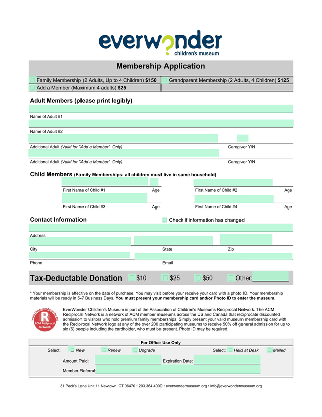 Membership Application screenshot