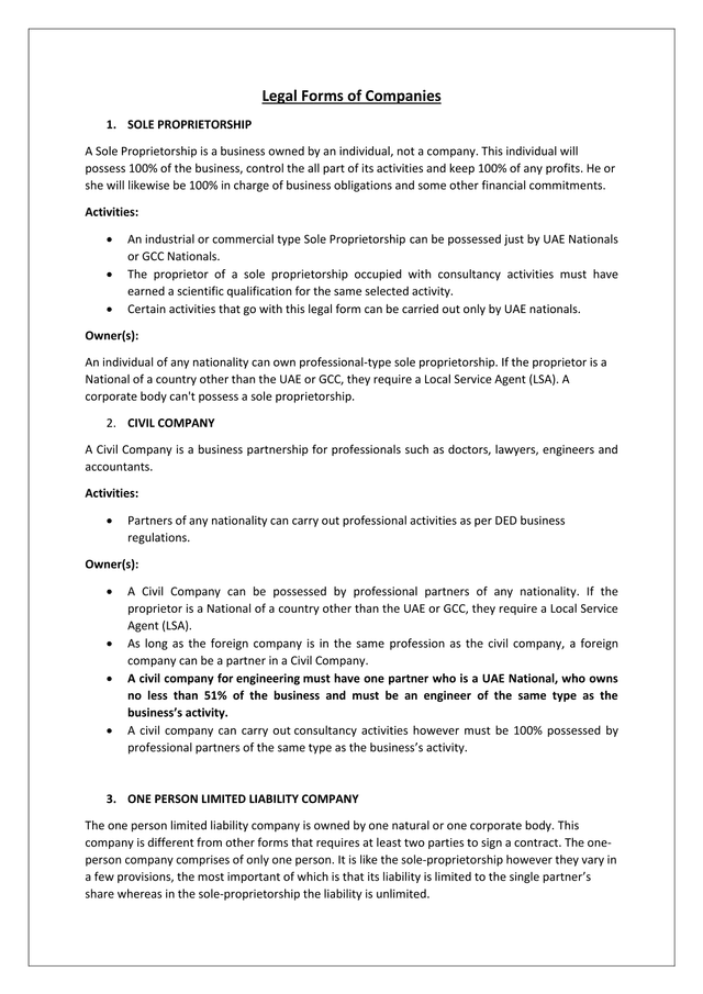 Legal Forms Of Companies screenshot