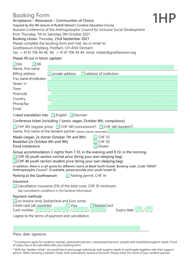 Booking Form screenshot
