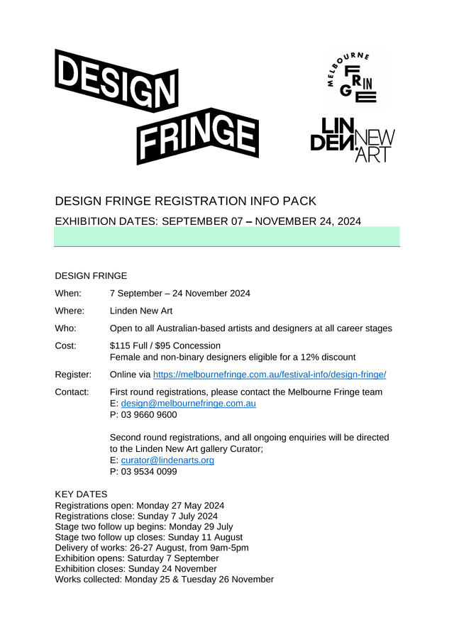 DESIGN FRINGE REGISTRATION INFO PACK screenshot