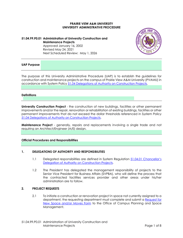 51.04.99.P0.01 Administration Of University Construction And Maintenance Projects screenshot