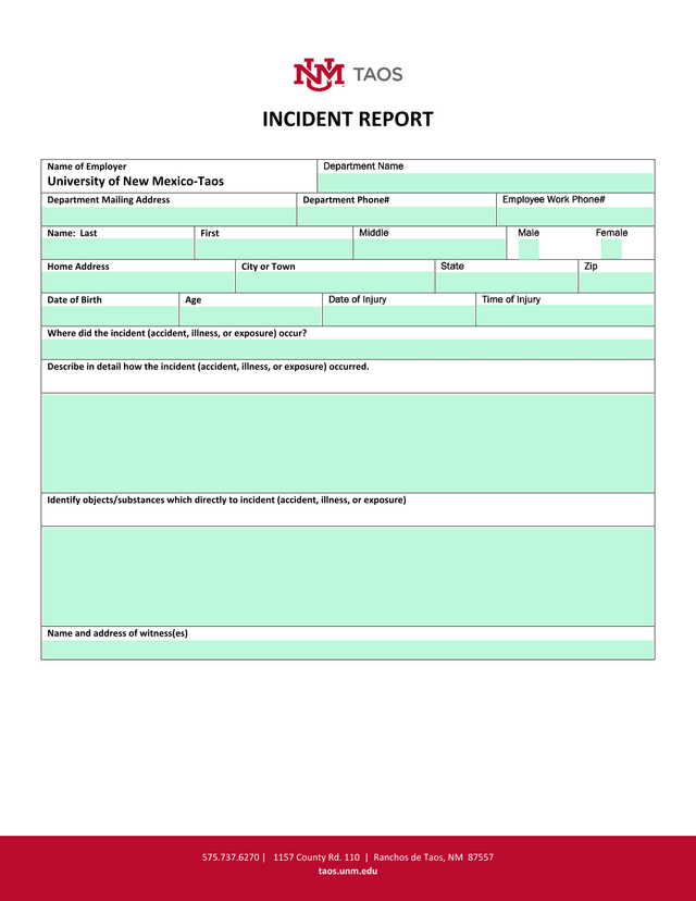 Incident Report screenshot