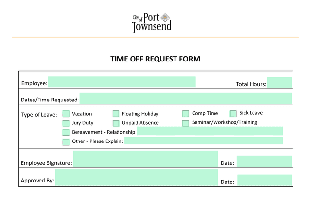TIME OFF REQUEST FORM screenshot