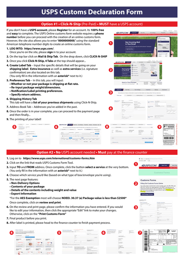 USPS International Shipping Customs Form Guide screenshot