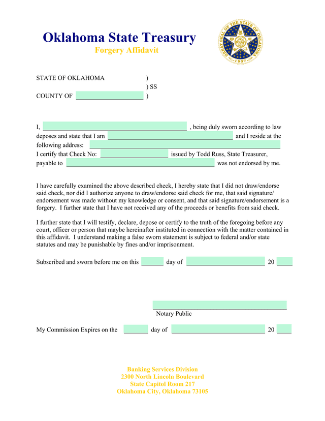 Forgery Affidavit screenshot