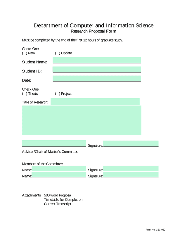 Research Proposal Form screenshot