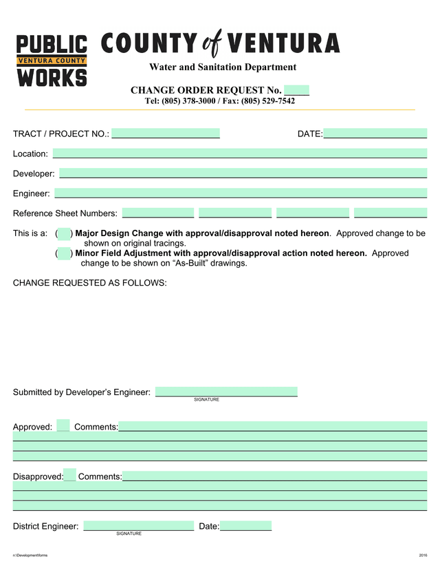 Change Order Request screenshot