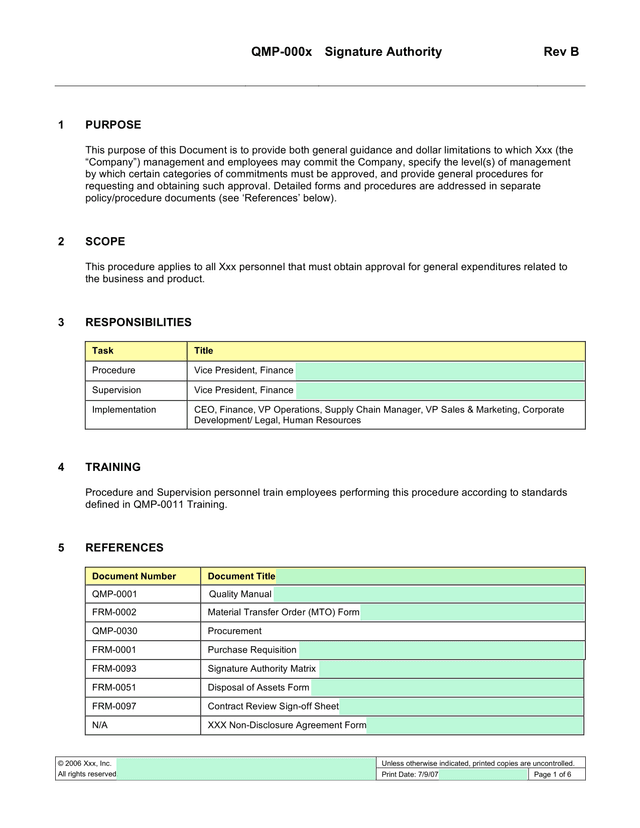 QMP 000x Signature Authority screenshot