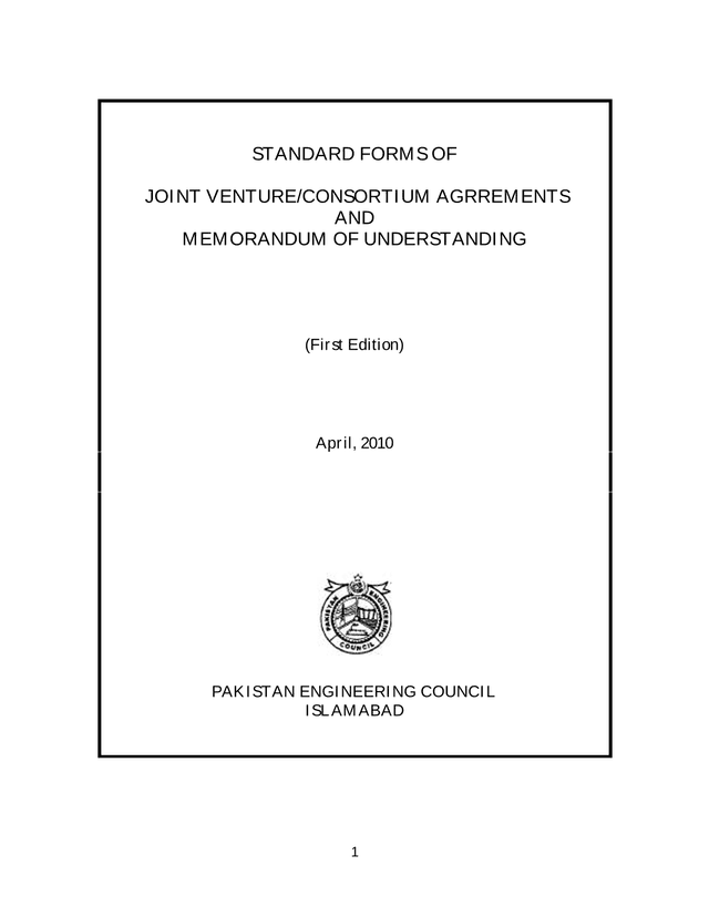 Standard Forms Of Joint VentureConsortium Agreements And Memorandum Of Understanding screenshot