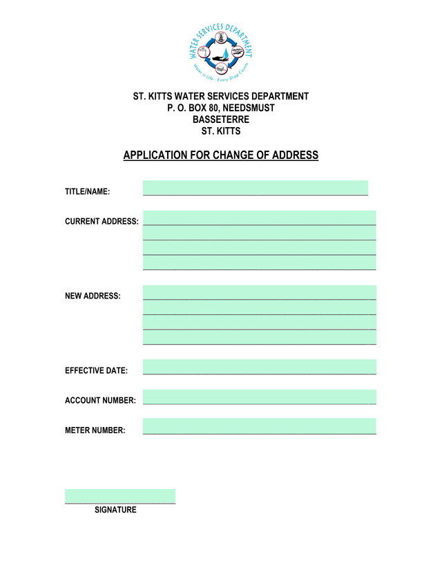 Application For Change Of Address screenshot