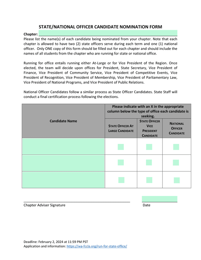 STATENATIONAL OFFICER CANDIDATE NOMINATION FORM screenshot