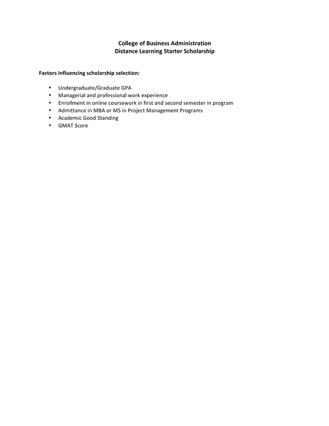 Distance Learning Starter Scholarship screenshot