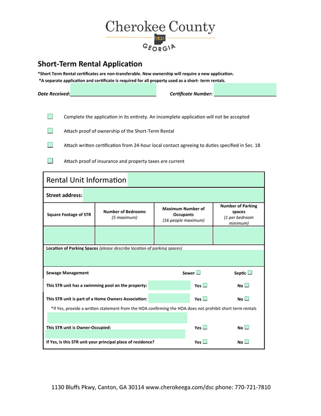 Short Term Rental Application screenshot