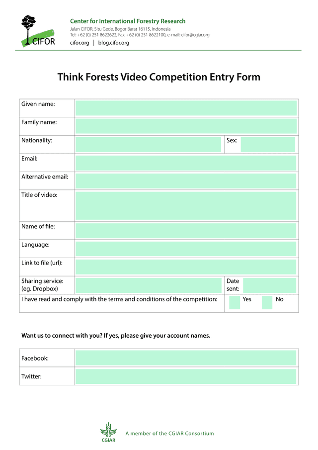 Think Forests Video Competition Entry Form screenshot