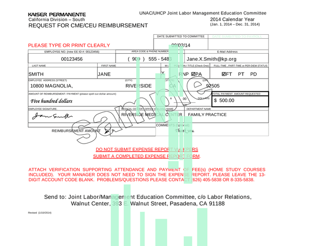 REQUEST FOR CMECEU REIMBURSEMENT screenshot
