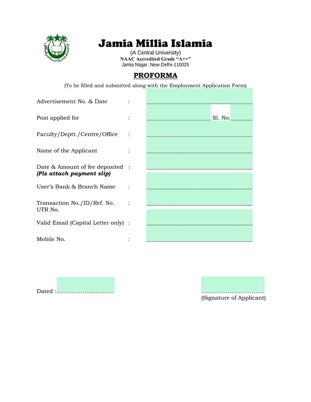 APPLICATION FORM FOR APPOINTMENT ON THE NON TEACHING POSITION screenshot