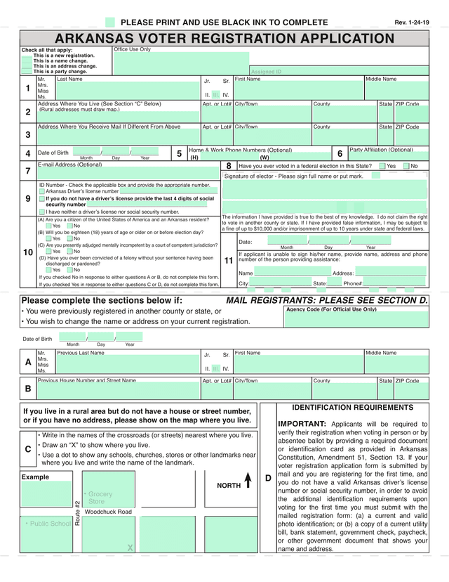 Arkansas Voter Registration Application screenshot