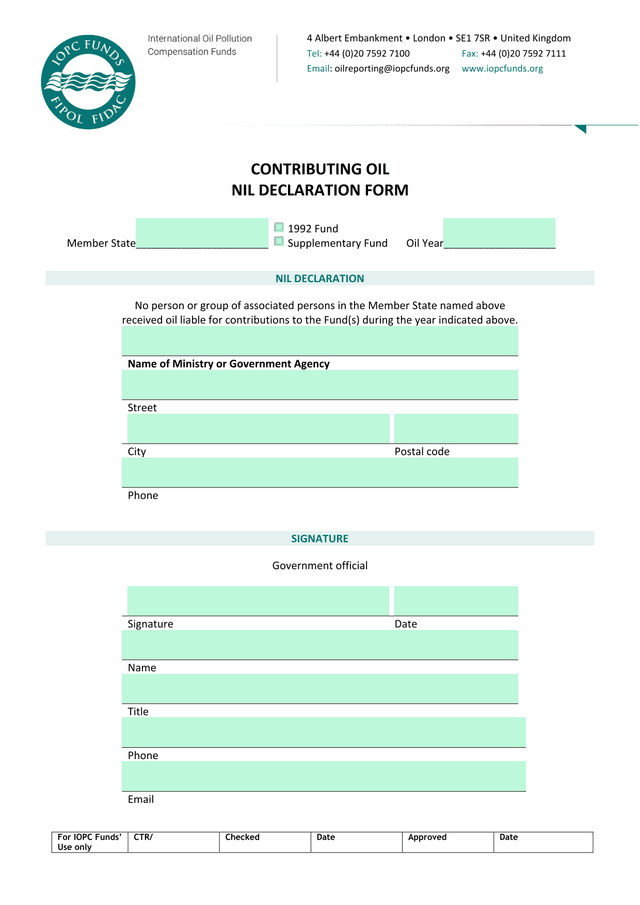 NIL DECLARATION FORM screenshot