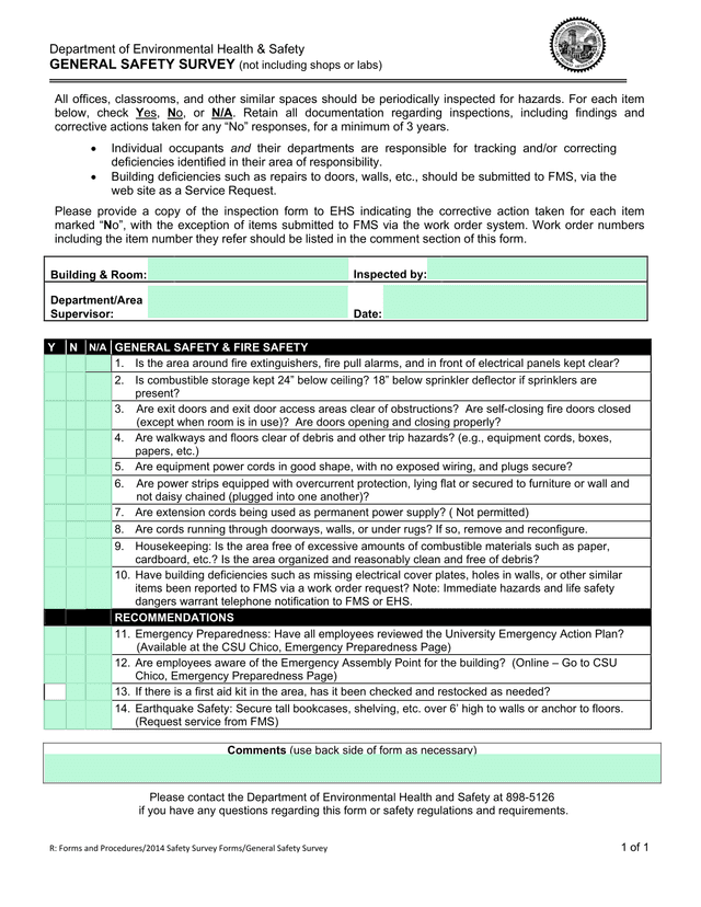 General Safety Survey screenshot