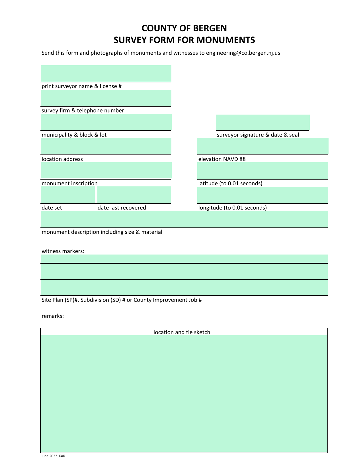 Survey Form For Monuments screenshot