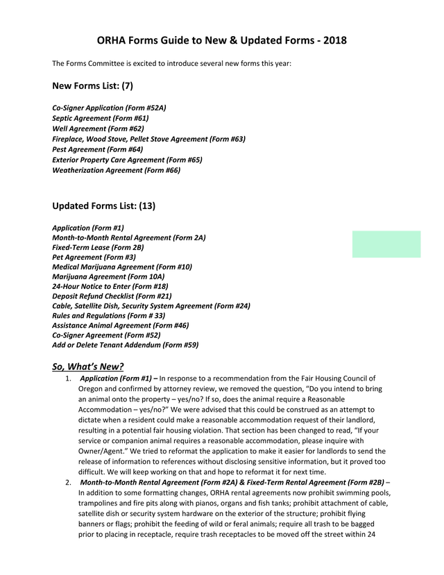 ORHA Forms Guide To New  Updated Forms   2018 screenshot