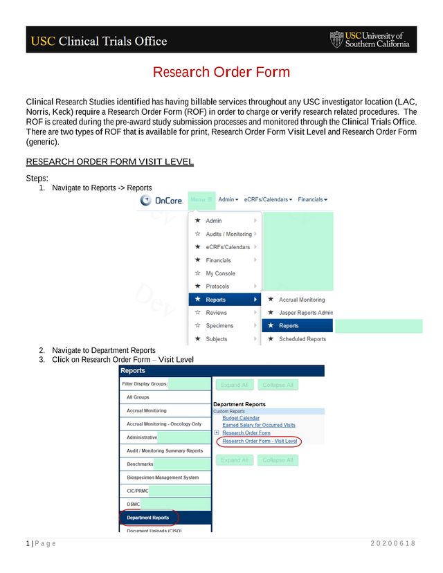 Research Order Form screenshot