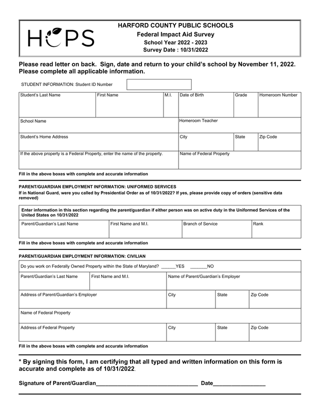 Federal Impact Aid Survey screenshot