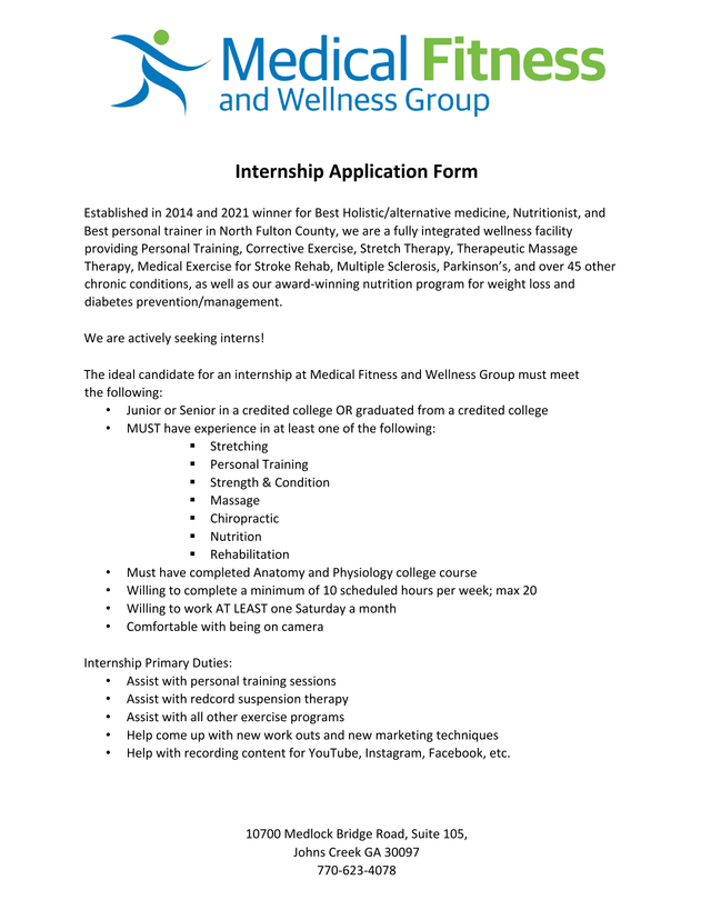 Internship Application Form screenshot