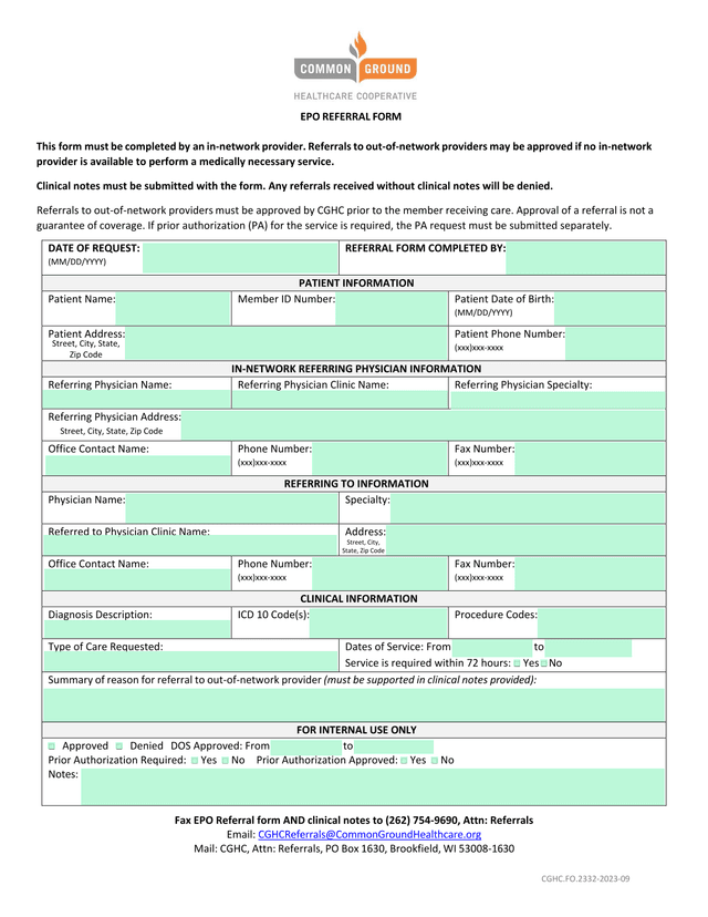 EPO REFERRAL FORM screenshot