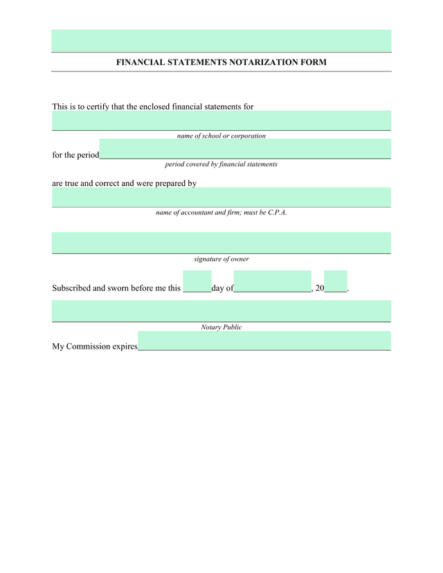 Financial Statements Notarization Form screenshot
