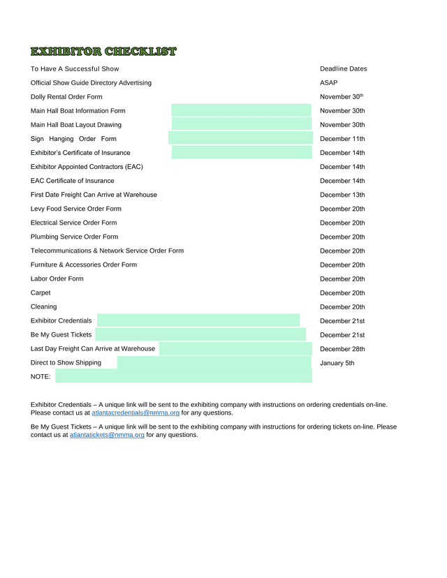 Show Guide And Exhibitor Order Forms screenshot