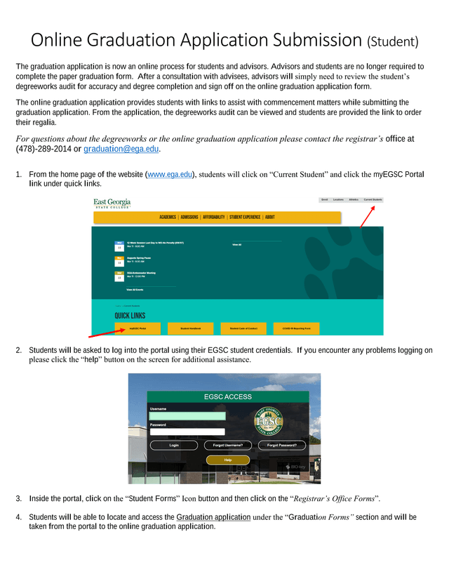 Online Graduation Application Submission (Student) screenshot