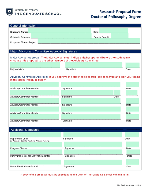 Research Proposal Form screenshot