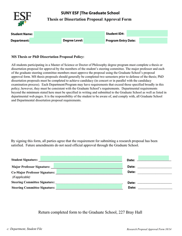 Thesis Or Dissertation Proposal Approval Form screenshot