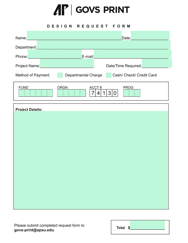 Design Request Form screenshot