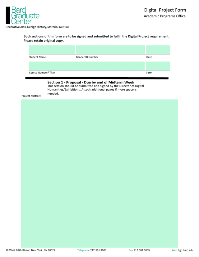 Digital Project Form screenshot